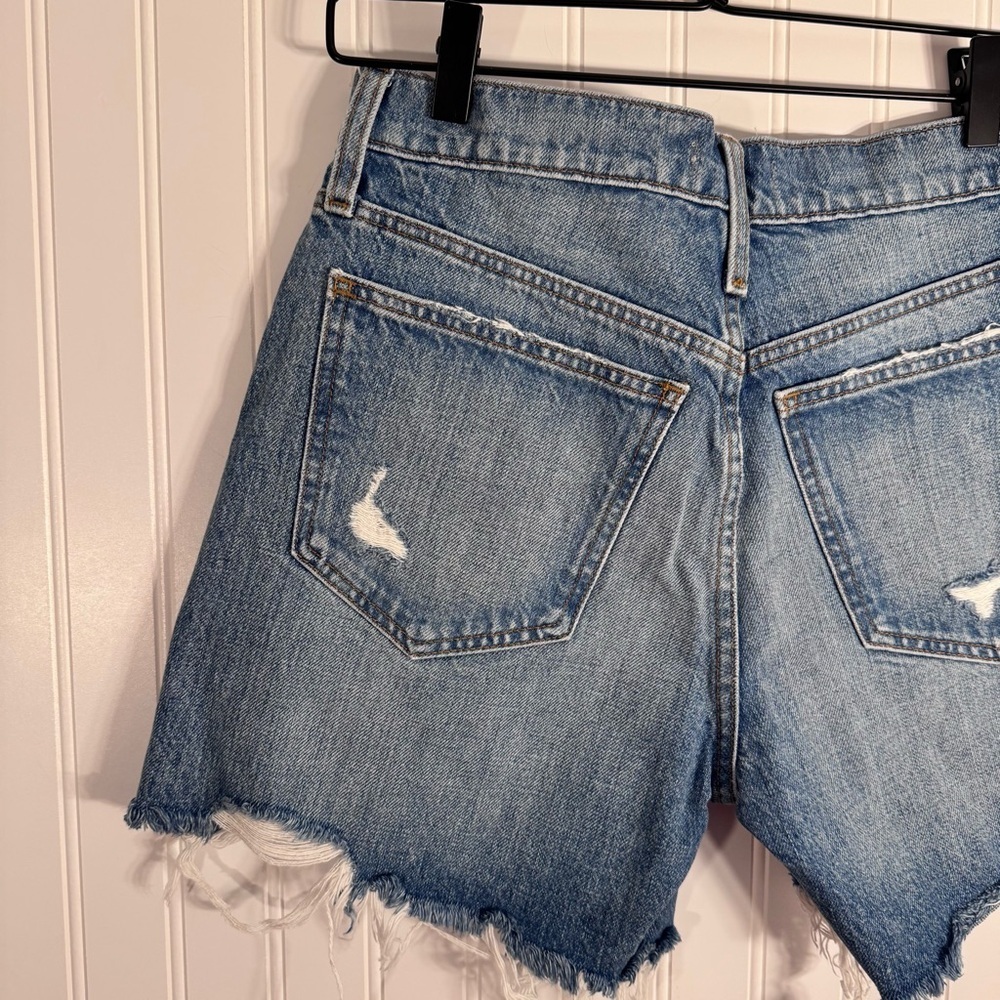 Madewell Relaxed Mid-Length Denim Shorts High-Waist Distressed Hem Women’s 26 - Picture 6 of 13